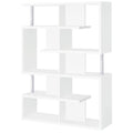 White And Chrome 5 Tier Geometric Bookcase 5 White Geometric Horizontal Office Open Back Wood Contemporary,Modern Wood