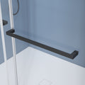 62'' 66'' W X 76'' H Soft Closing Double Sliding Frameless Shower Door With 3 8 Inch 10Mm Clear Glass In Matte Black Matte Black Stainless Steel