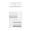 Multi Functional Shoe Cabinet With Wall Cabinet, Space Saving Design Foyer Cabinet With 2 Flip Drawers, Versatile Side Cabinet For Hallway, White White Primary Living Space Particle Board