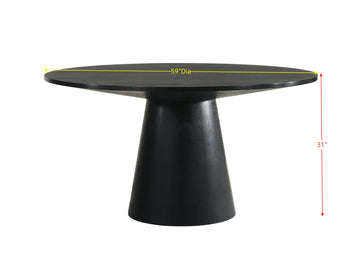 Froja Round Dining Table, Black Finish Dn01802 Black Wood