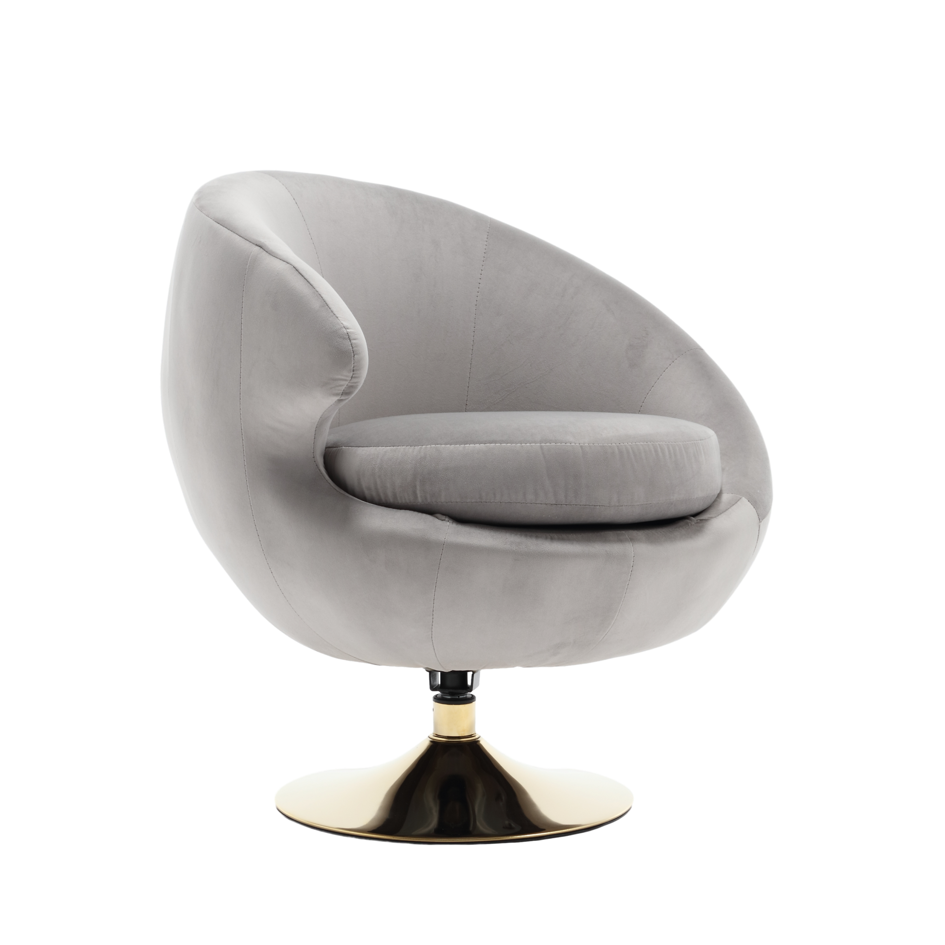 360 Degree Swivel Cuddle Barrel Accent Chairs, Round Armchairs With Wide Upholstered, Fluffy Fabric Chair For Living Room, Bedroom, Office, Waiting Rooms Gray Velvet