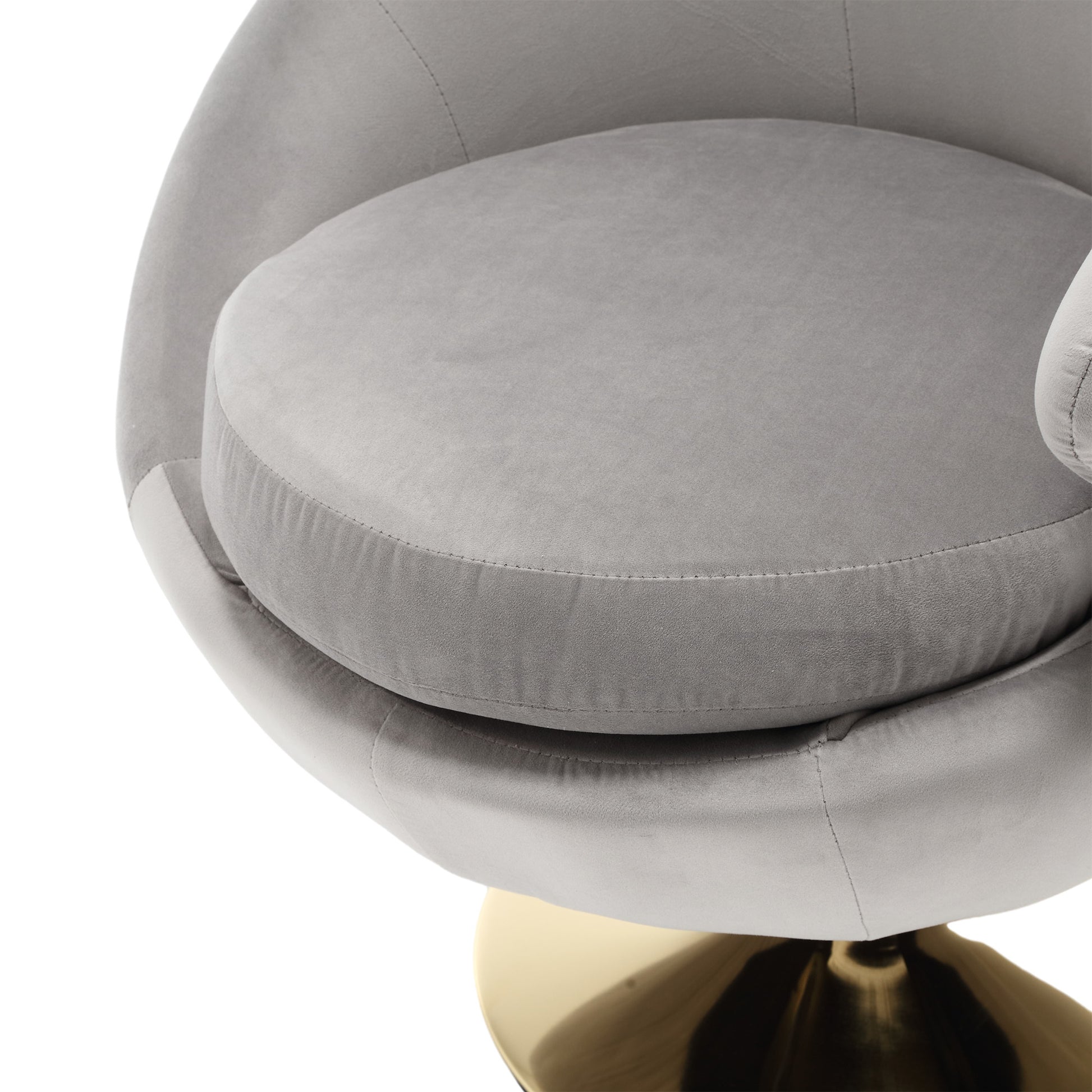 360 Degree Swivel Cuddle Barrel Accent Chairs, Round Armchairs With Wide Upholstered, Fluffy Fabric Chair For Living Room, Bedroom, Office, Waiting Rooms Gray Velvet