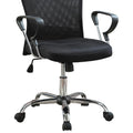Black And Chrome Height Adjustable Office Chair With Casters Black Office Contemporary,Modern Office Chairs Foam Head Support Upholstered