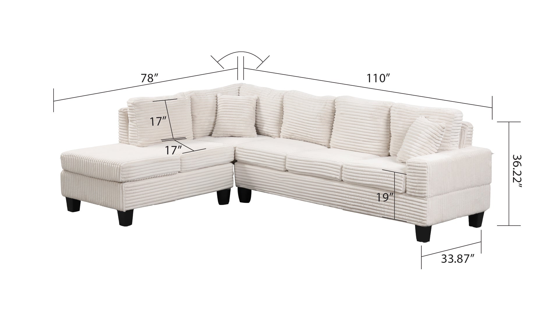 Cozy Modern Style Recliner Sectional Sofa Made With Wood In Cream Cream Velvet Wood Primary Living Space Soft Contemporary,Modern L Shaped Solid Wood Mdf Wood 6 Seat