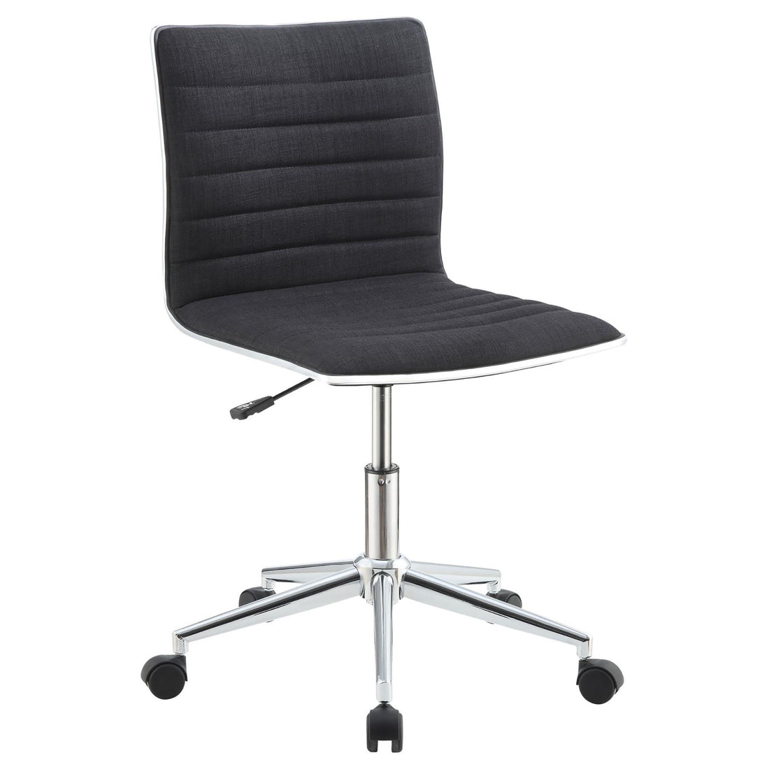 Black And Chrome Armless Office Chair With Casters Black Office Contemporary,Modern Office Chairs Solid Back Foam Adjustable Height Upholstered