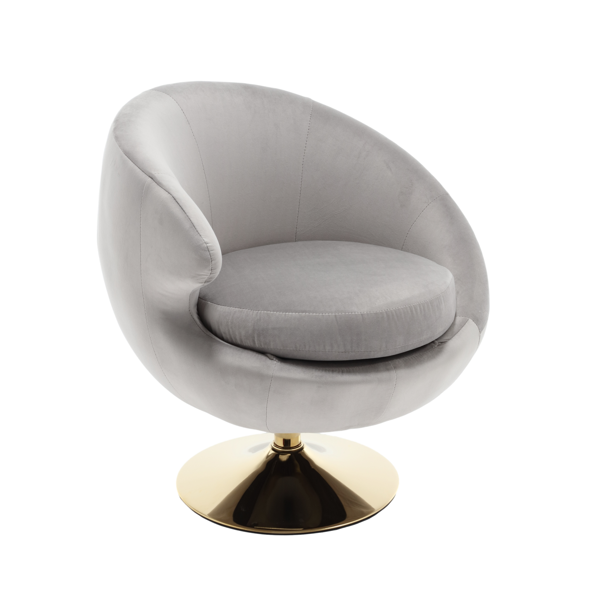 360 Degree Swivel Cuddle Barrel Accent Chairs, Round Armchairs With Wide Upholstered, Fluffy Fabric Chair For Living Room, Bedroom, Office, Waiting Rooms Gray Velvet
