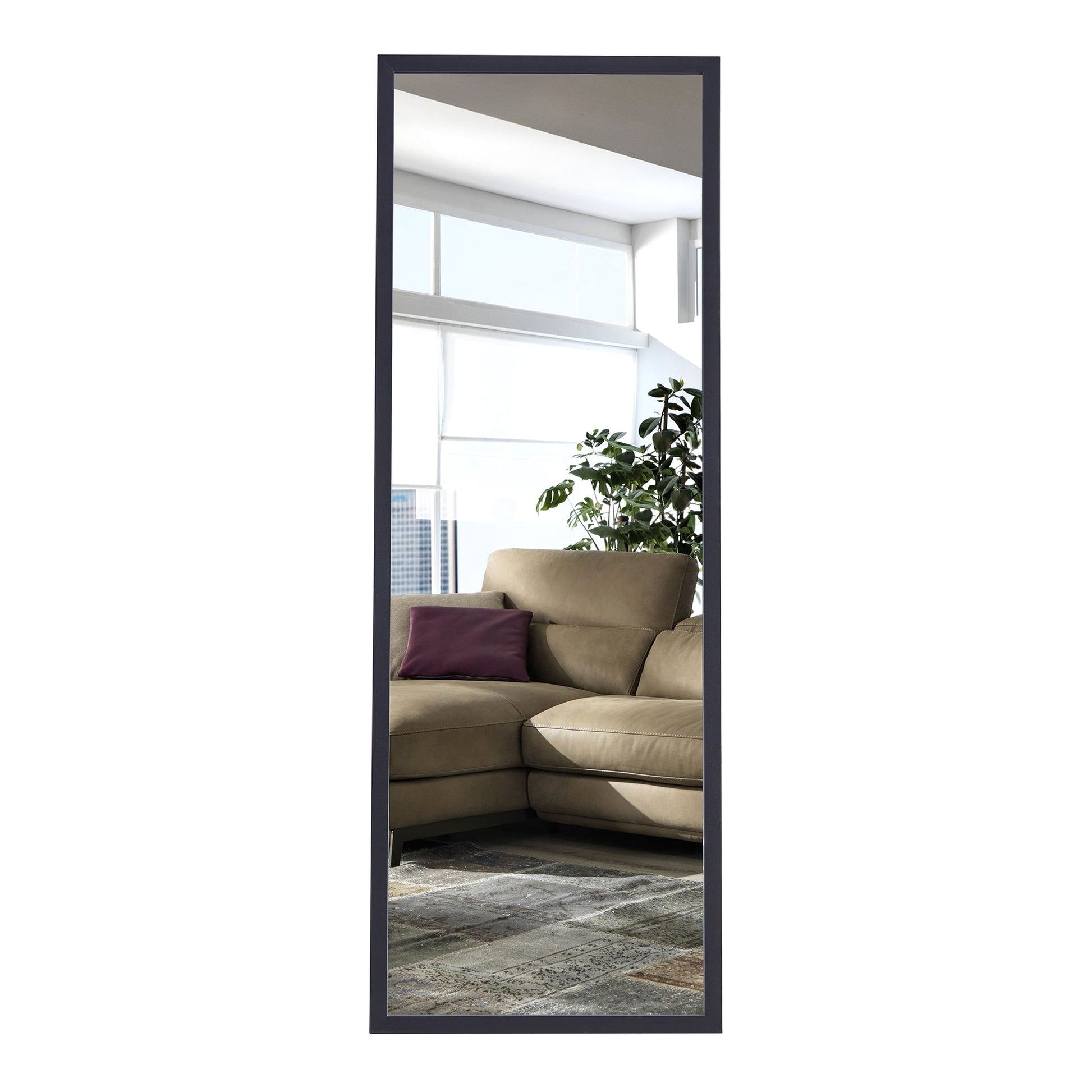 Third Generation Black Solid Wood Frame Full Body Mirror,Border, Bathroom Makeup Mirror, Bedroom Porch, Decorative Mirror, Clothing Store, Floor Standing Large Mirror. Black 65 "* 22.8" Black Solid Wood