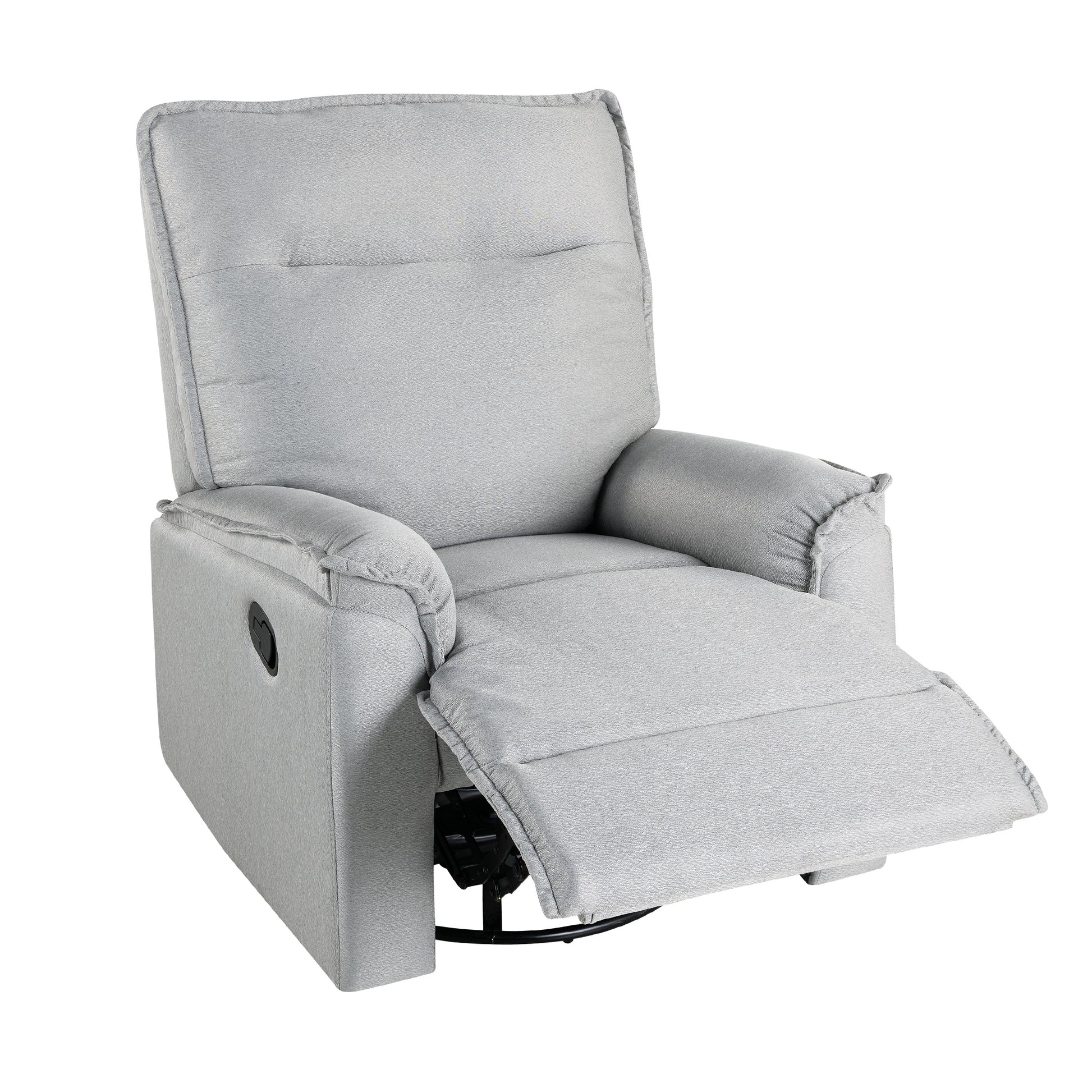 360 Degree Swivel Upholstered Manual Recliner Chair Theater Recliner Sofa Nursery Glider Rocker For Living Room, Grey Grey Foam Linen