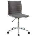 Grey And Chrome Armless Office Chair With Casters Grey Office Contemporary,Modern Office Chairs Foam Adjustable Height Upholstered