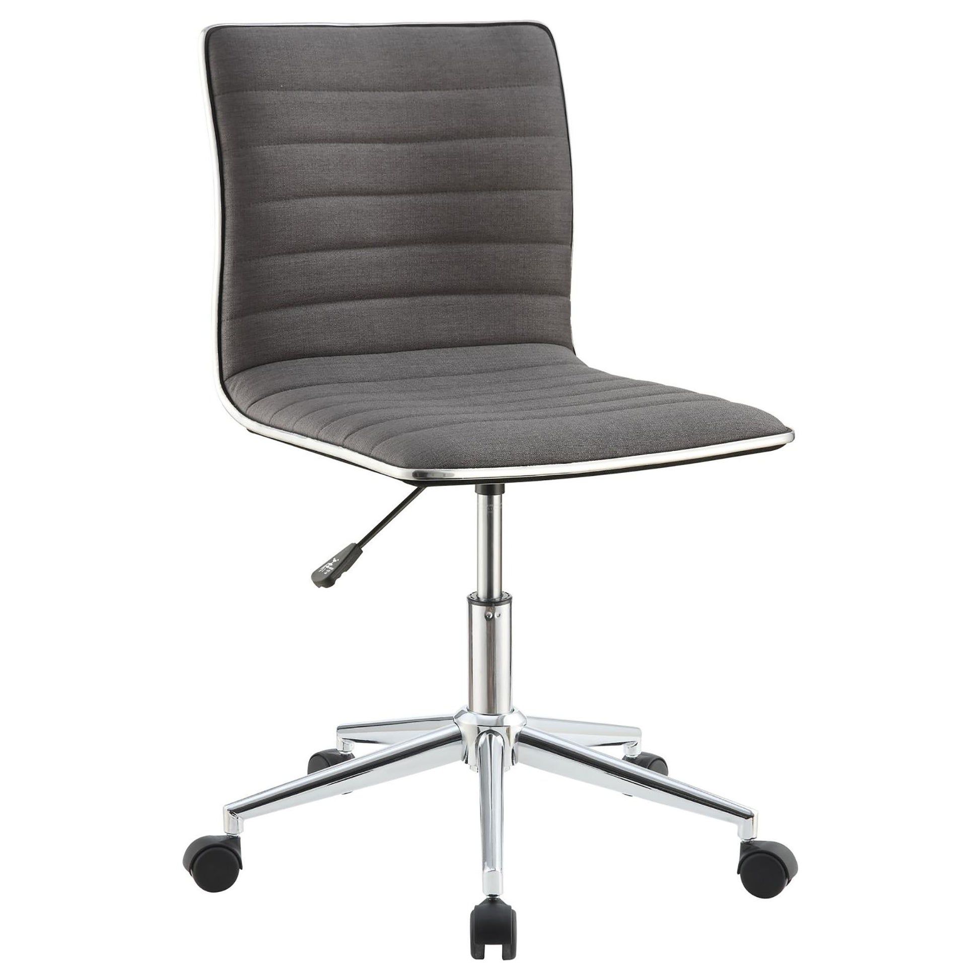 Grey And Chrome Armless Office Chair With Casters Grey Office Contemporary,Modern Office Chairs Foam Adjustable Height Upholstered