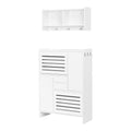 Multi Functional Shoe Cabinet With Wall Cabinet, Space Saving Design Foyer Cabinet With 2 Flip Drawers, Versatile Side Cabinet For Hallway, White White Primary Living Space Particle Board