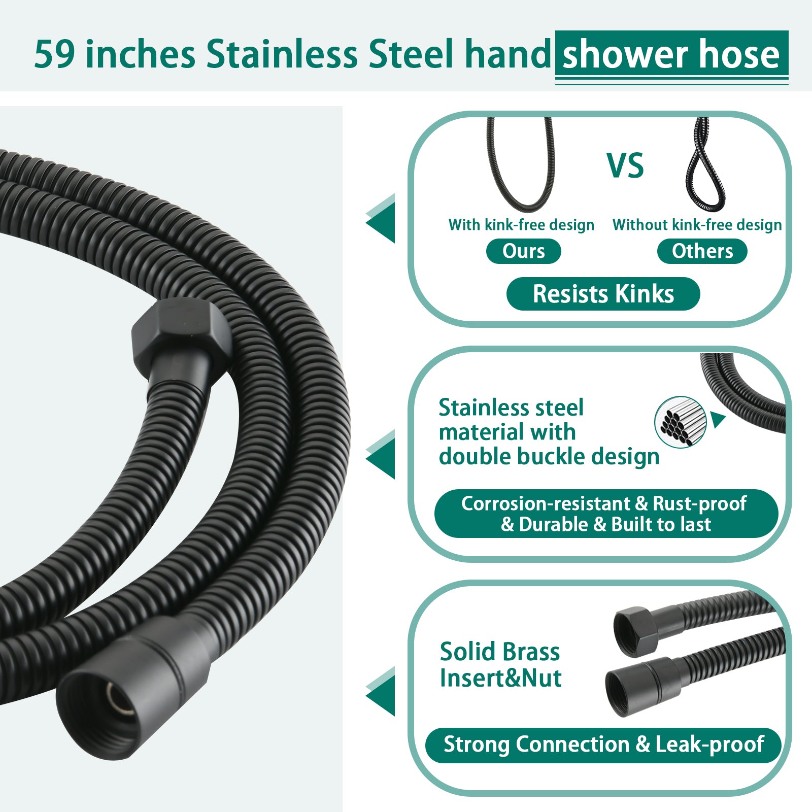 Drill Free Stainless Steel Slide Bar Combo Rain Showerhead 7 Setting Hand, Dual Shower Head Spa System With Tup Spout Rough In Valve Included Matte Black Abs