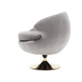 360 Degree Swivel Cuddle Barrel Accent Chairs, Round Armchairs With Wide Upholstered, Fluffy Fabric Chair For Living Room, Bedroom, Office, Waiting Rooms Gray Velvet
