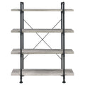 Grey Driftwood And Black 4 Shelf Bookcase 4 Grey Gray Standard Horizontal Office Open Back Wood Industrial Wood