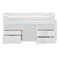 Twin Size Loft Bed With 4 Drawers, Underneath Cabinet And Shelves, White White Solid Wood Mdf