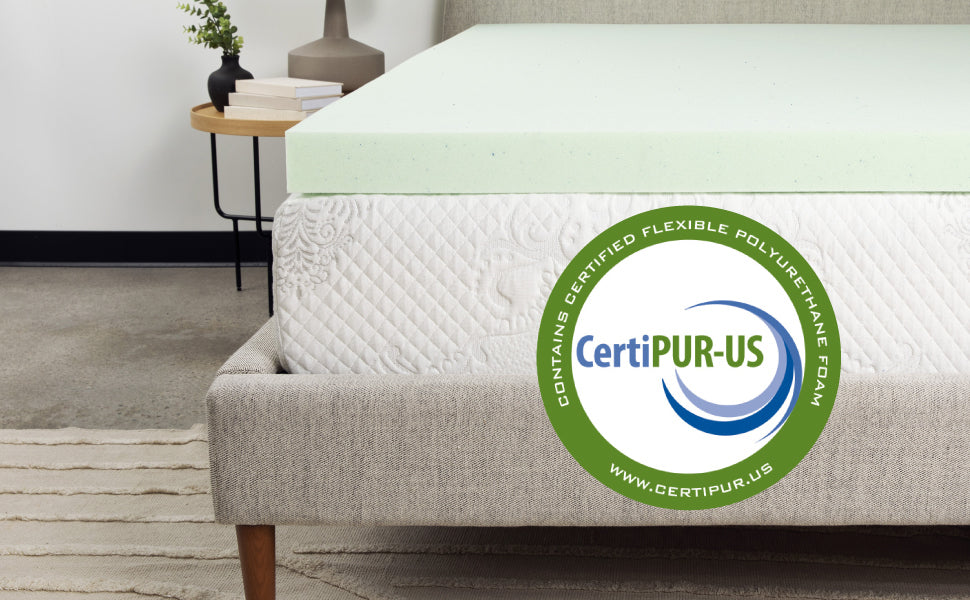 3 Inch Twin Size Cool Gel Memory Foam Mattress Topper Light Green Bedroom Foam