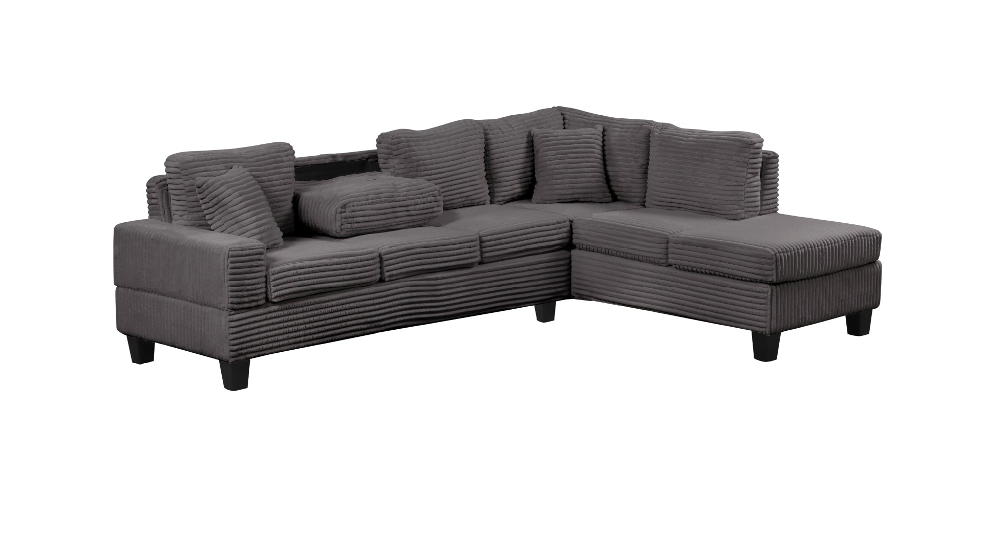 Modern Style Recliner Sectional Sofa Made With Wood In Gray Gray Velvet Wood Primary Living Space Soft Contemporary,Modern Solid Wood Mdf Wood 6 Seat