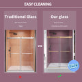 72'' 76'' W X 76'' H Double Sliding Frameless Shower Door With 3 8 Inch 10Mm Clear Glass In Chrome Chrome Stainless Steel