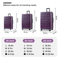 Luggage Sets Model Expandable Abs Pc 3 Piece Sets With Spinner Wheels Lightweight Tsa Lock 20 24 28 ,Deep Purple Purple Abs Pc