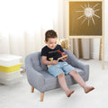 2 Seat Kids Sofa Linen Fabric And Wooden Frame Sofa For Kids And Toddlers Ages 3 7, 11