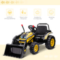 6V Kids Ride On Excavator, Bulldozer, Electric Construction Vehicle, Rechargeable Battery Powered Truck With Adjustable Bucket, High Low Speed, Realistic Sound And Headlights, Yellow Yellow Steel