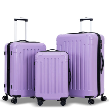 Luggage Sets Model Expandable Abs Pc 3 Piece Sets With Spinner Wheels Lightweight Tsa Lock 20 24 28 , Light Purple Light Purple Abs Pc