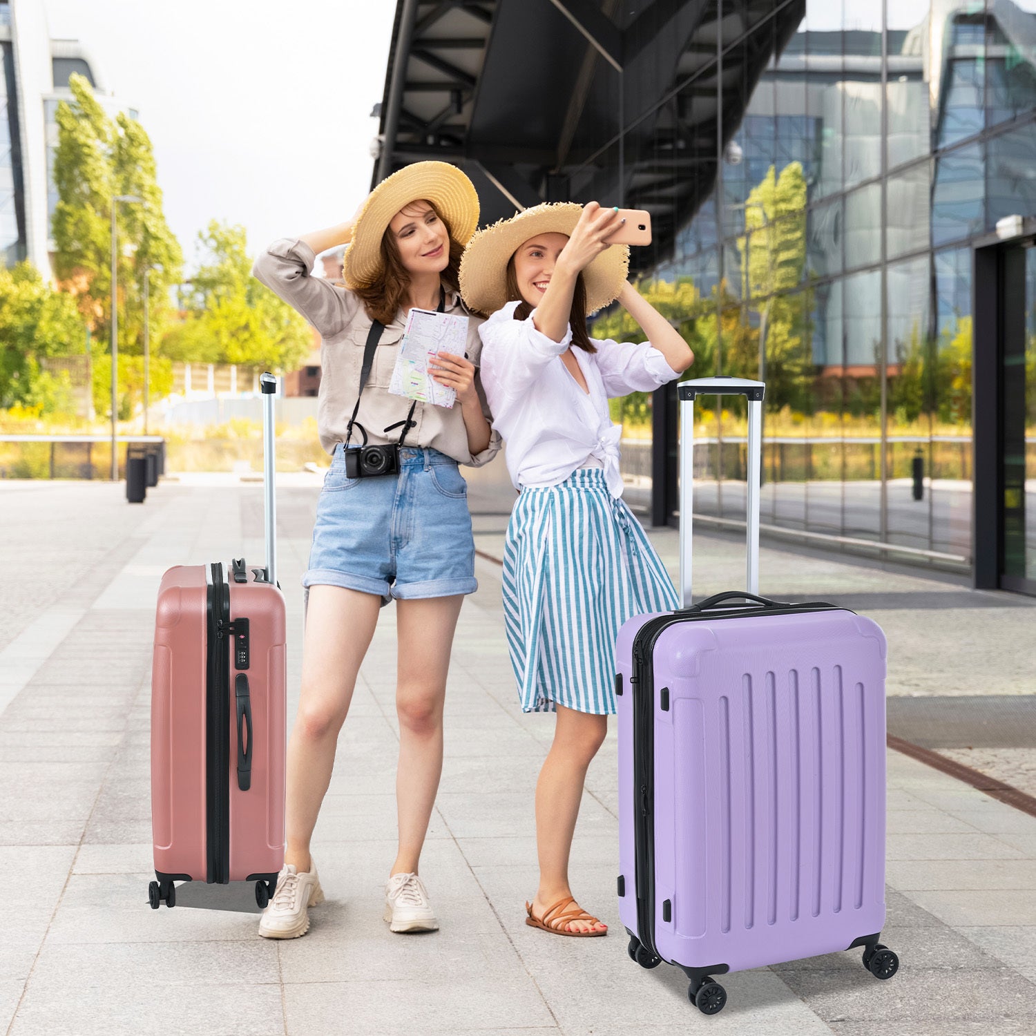 Luggage Sets Model Expandable Abs Pc 3 Piece Sets With Spinner Wheels Lightweight Tsa Lock 20 24 28 , Light Purple Light Purple Abs Pc