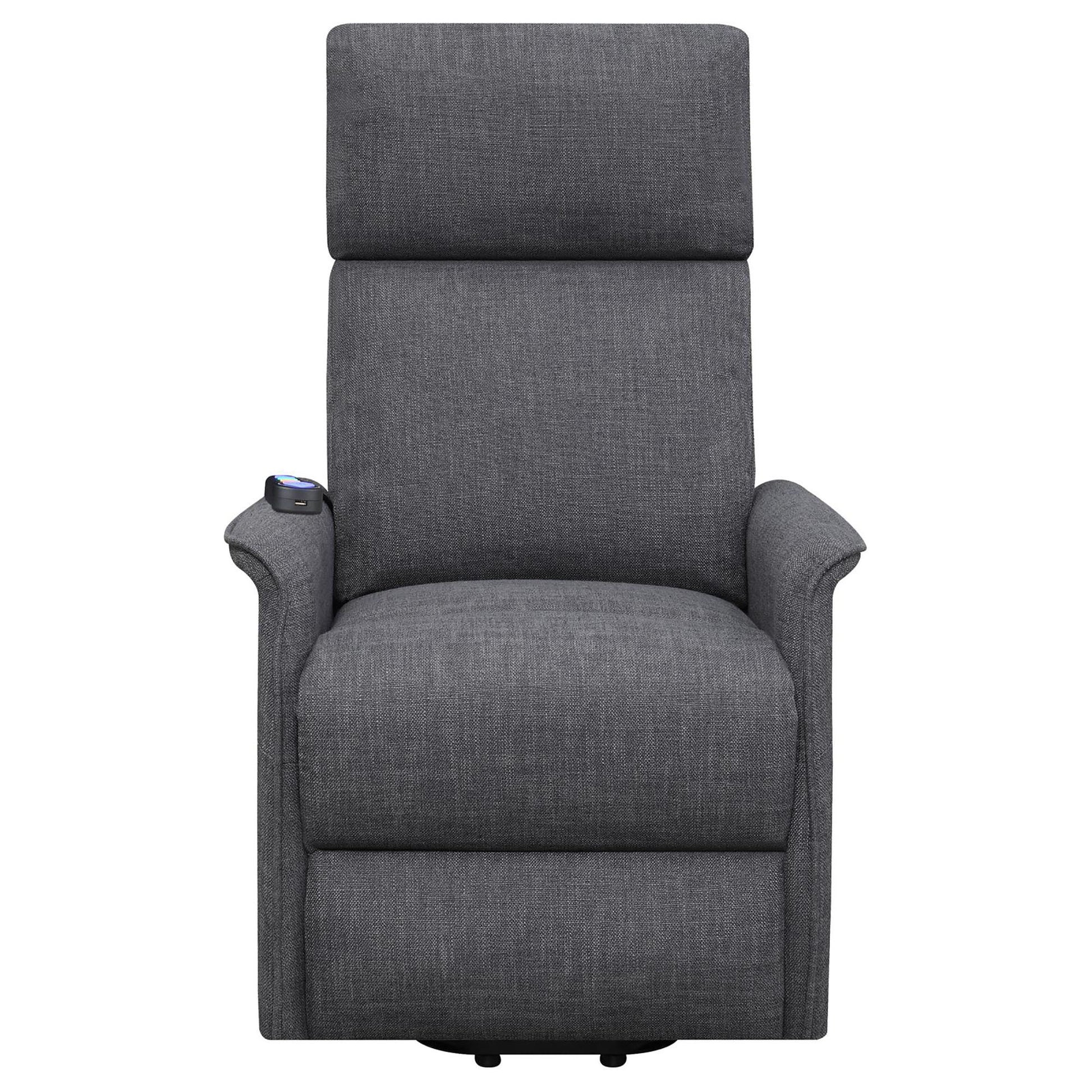 Charcoal Power Lift Recliner With Massage Function Grey Chenille Power Remote Wood Primary Living Space Cushion Back Contemporary,Modern Flared Arms Foam Upholstered