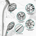 Drill Free Stainless Steel Slide Bar Combo Rain Showerhead 7 Setting Hand, Dual Shower Head Spa System With Tup Spout Rough In Valve Included Chrome Abs