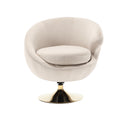 360 Degree Swivel Cuddle Barrel Accent Chairs, Round Armchairs With Wide Upholstered, Fluffy Fabric Chair For Living Room, Bedroom, Office, Waiting Rooms Beige Velvet