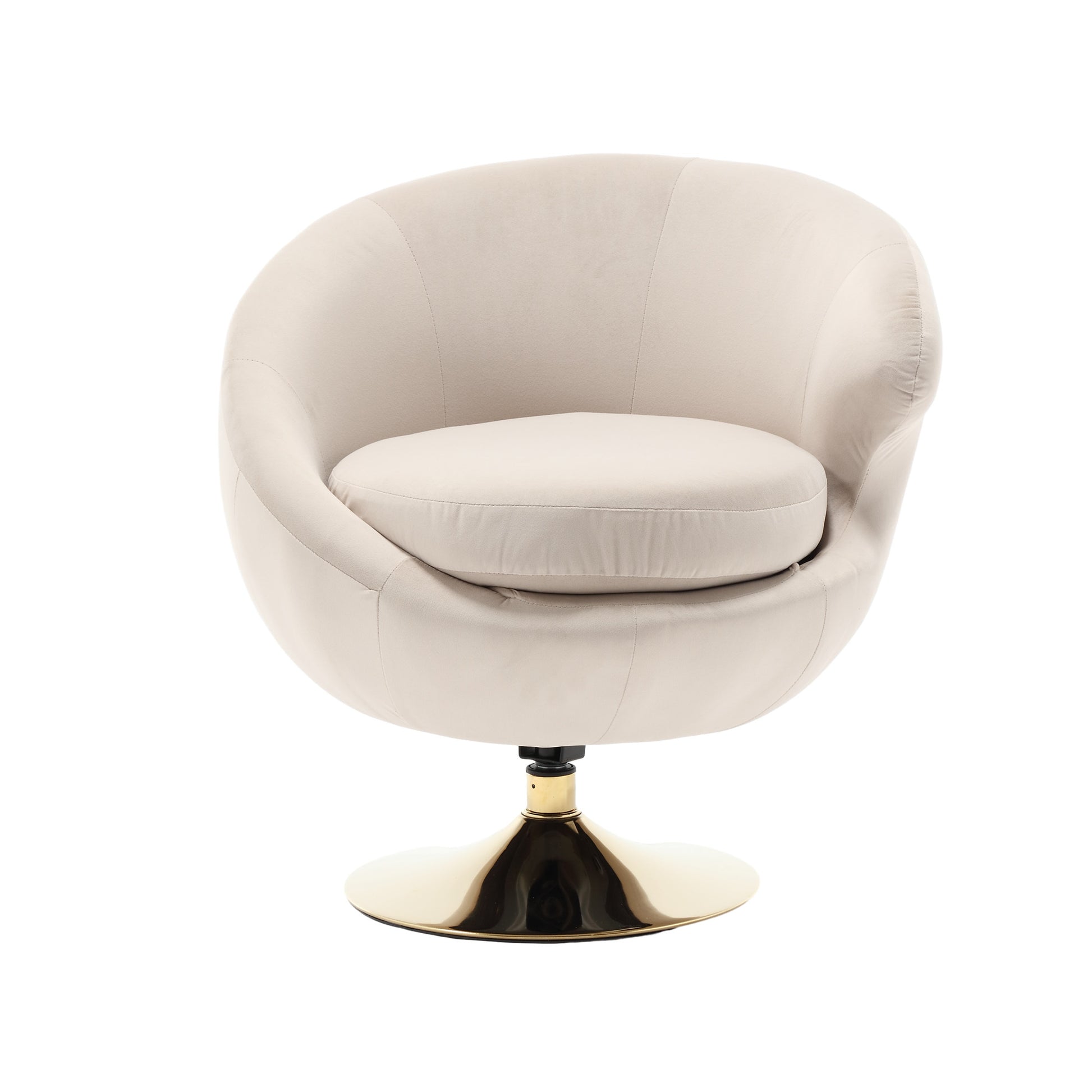 360 Degree Swivel Cuddle Barrel Accent Chairs, Round Armchairs With Wide Upholstered, Fluffy Fabric Chair For Living Room, Bedroom, Office, Waiting Rooms Beige Velvet