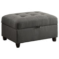 Grey Storage Ottoman Grey Linen Wood Primary Living Space Grey Backless Soft Contemporary,Modern Rectangle Armless Foam Tufted Upholstered