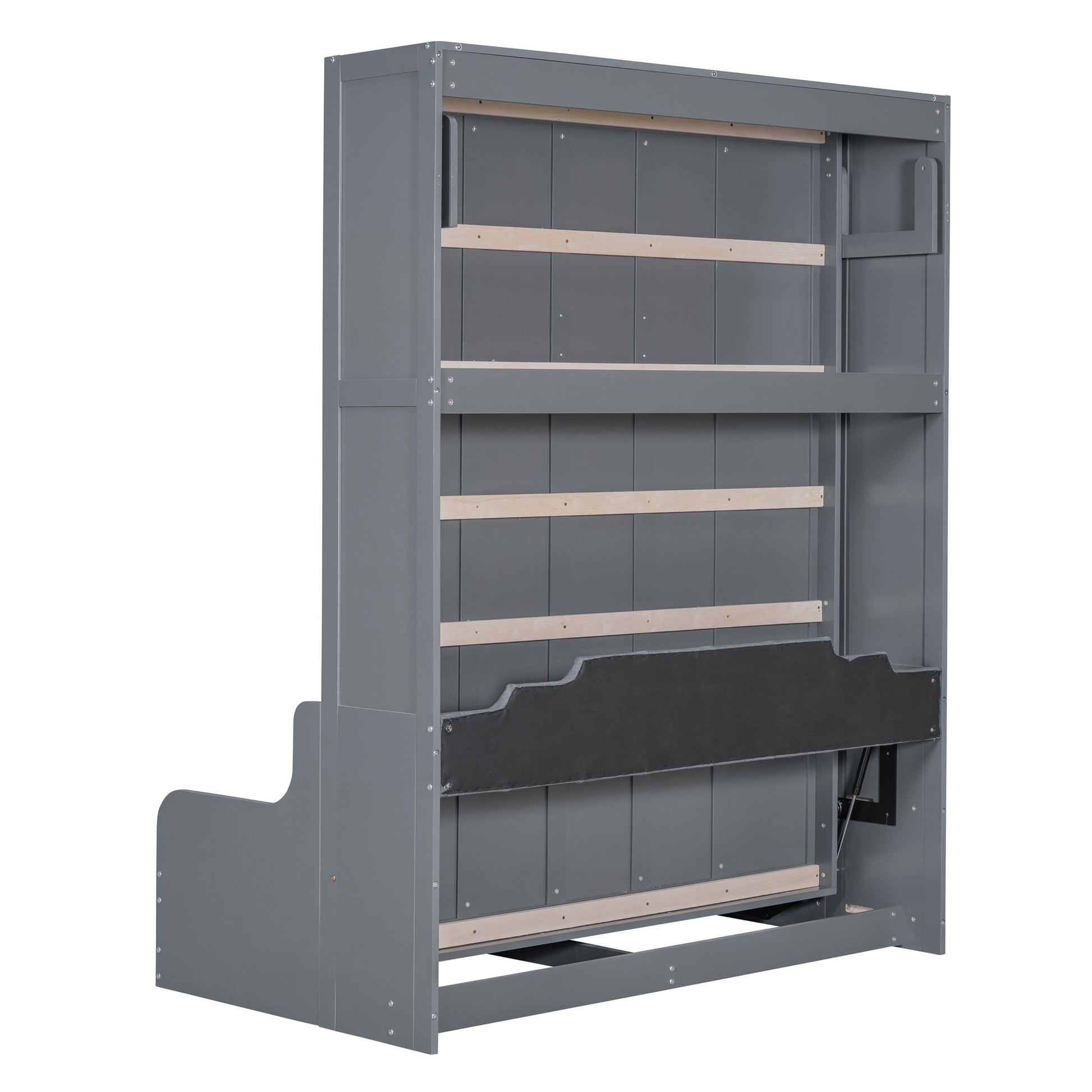 Queen Size Murphy Bed Wall Bed With Cushion,Gray Queen Gray Mdf Lvl
