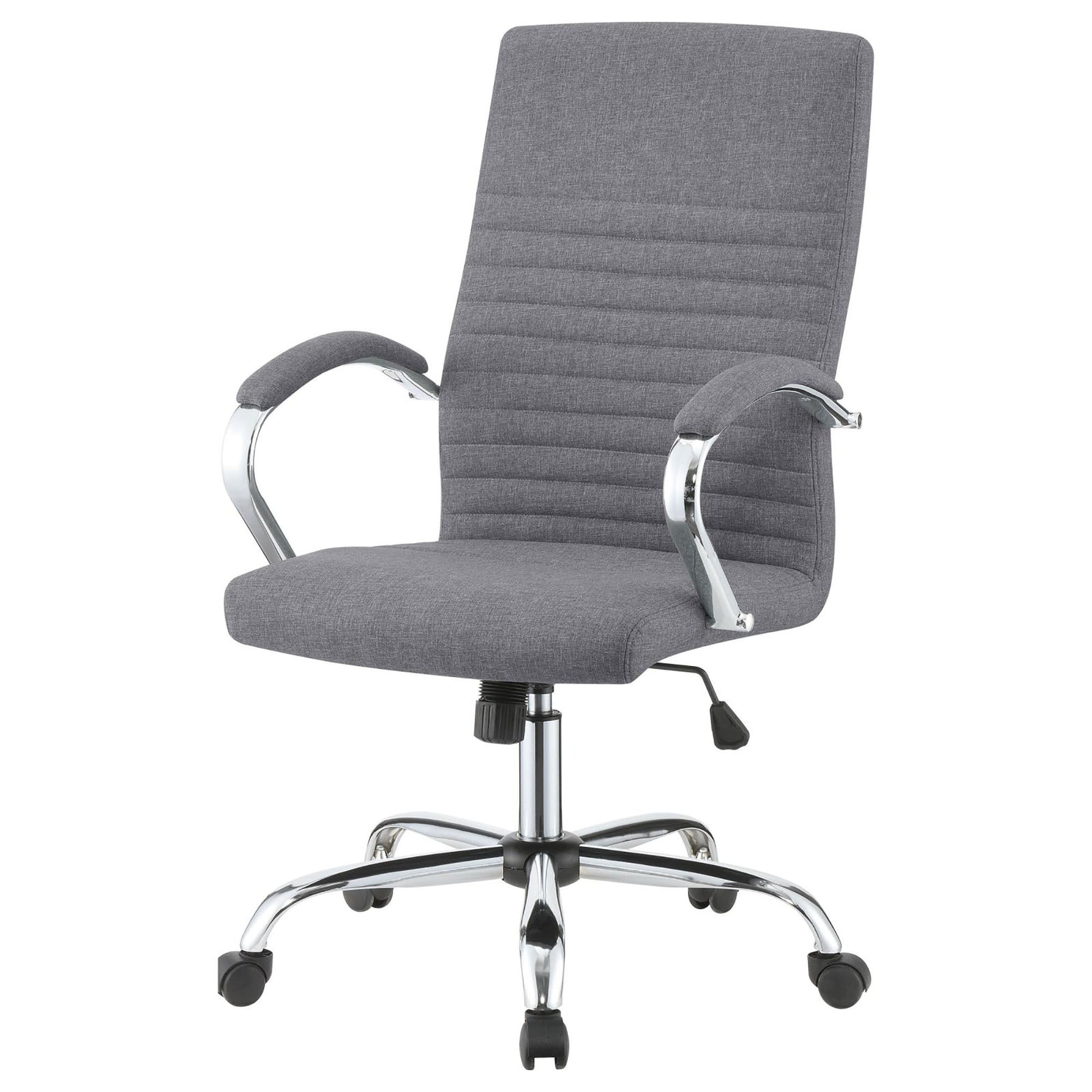 Grey And Chrome Adjustable Desk Chair Grey Office Contemporary,Modern Office Chairs Foam Adjustable Height Upholstered