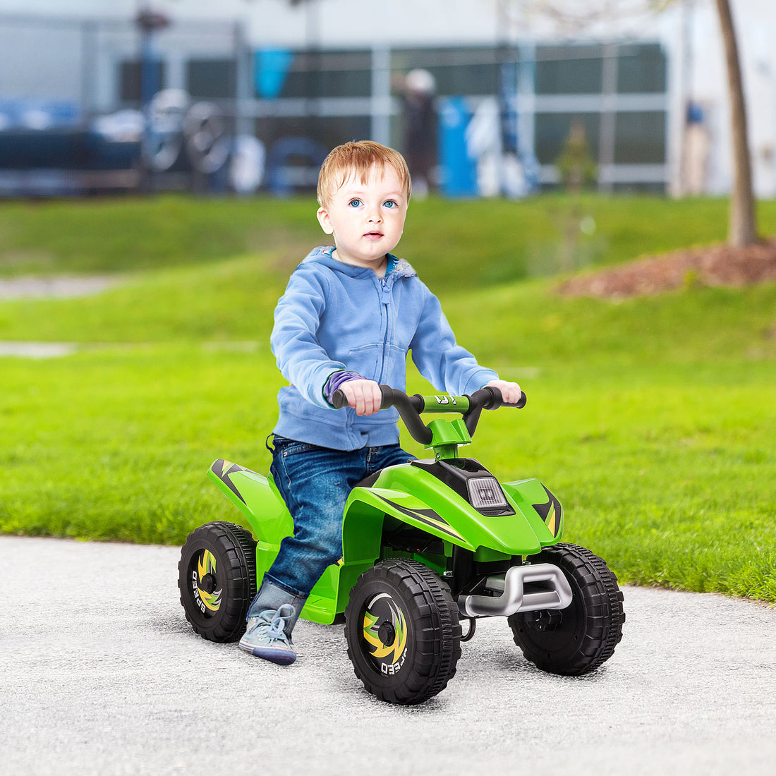 6V Kids Atv 4 Wheeler Ride On Car, Electric Motorized Quad Battery Powered Vehicle With Forward Reverse Switch For 18 36 Months Old Toddlers, Green Green Steel