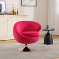 360 Degree Swivel Cuddle Barrel Accent Chairs, Round Armchairs With Wide Upholstered, Fluffy Fabric Chair For Living Room, Bedroom, Office, Waiting Rooms Rose Red Velvet
