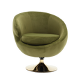 360 Degree Swivel Cuddle Barrel Accent Chairs, Round Armchairs With Wide Upholstered, Fluffy Fabric Chair For Living Room, Bedroom, Office, Waiting Rooms Olive Green Velvet
