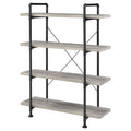 Grey Driftwood And Black 4 Shelf Bookcase 4 Grey Gray Standard Horizontal Office Open Back Wood Industrial Wood