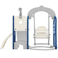 Toddler Slide And Swing Set 5 In 1, Kids Playground Climber Slide Playset With Telescope, Freestanding Combination For Babies Indoor & Outdoor Grey Blue Hdpe