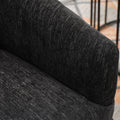 360 Degree Swivel Accent Armchair Linen Blend Black Black Upholstered