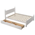 Full Size Solid Wood Platform Bed Frame With 2 Drawers For Limited Space Kids, Teens, Adults, No Need Box Spring, White Box Spring Not Required Full White Wood Bedroom Mid Century Modern,Modern Pine Bed Frame Wood