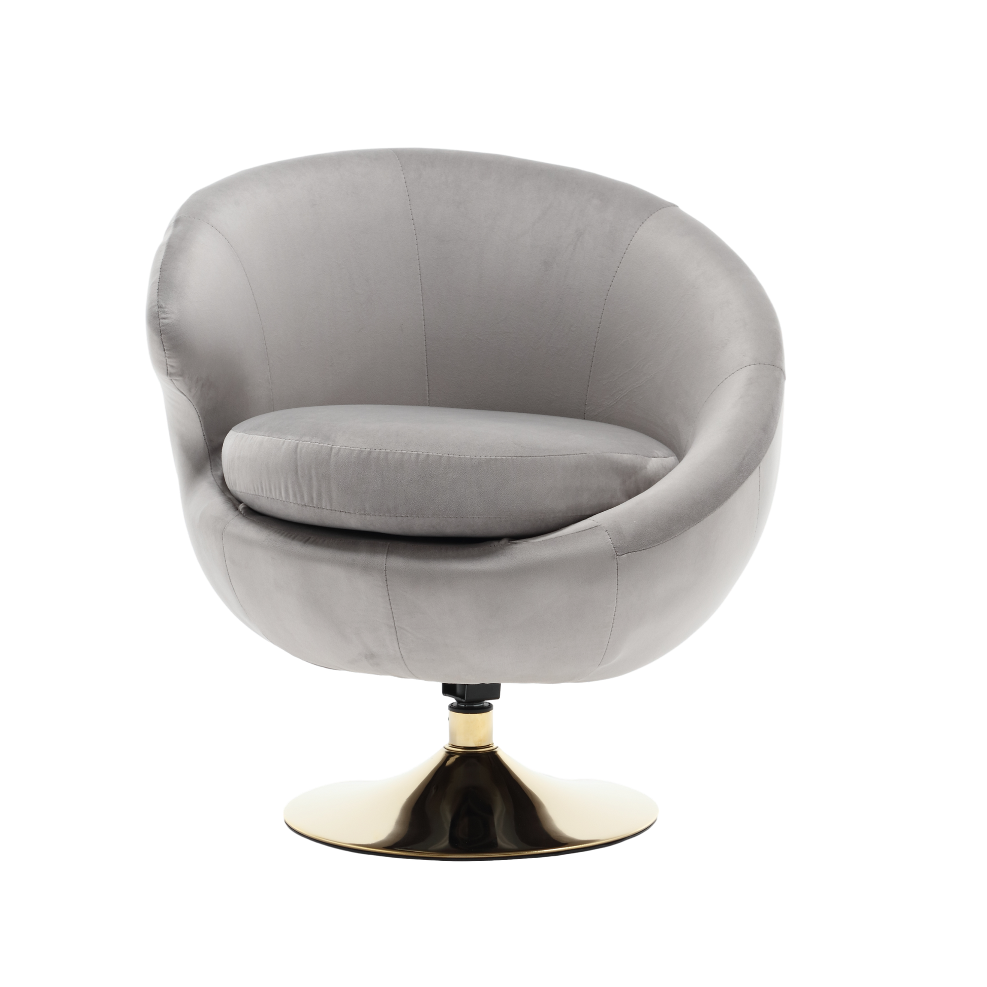 360 Degree Swivel Cuddle Barrel Accent Chairs, Round Armchairs With Wide Upholstered, Fluffy Fabric Chair For Living Room, Bedroom, Office, Waiting Rooms Gray Velvet