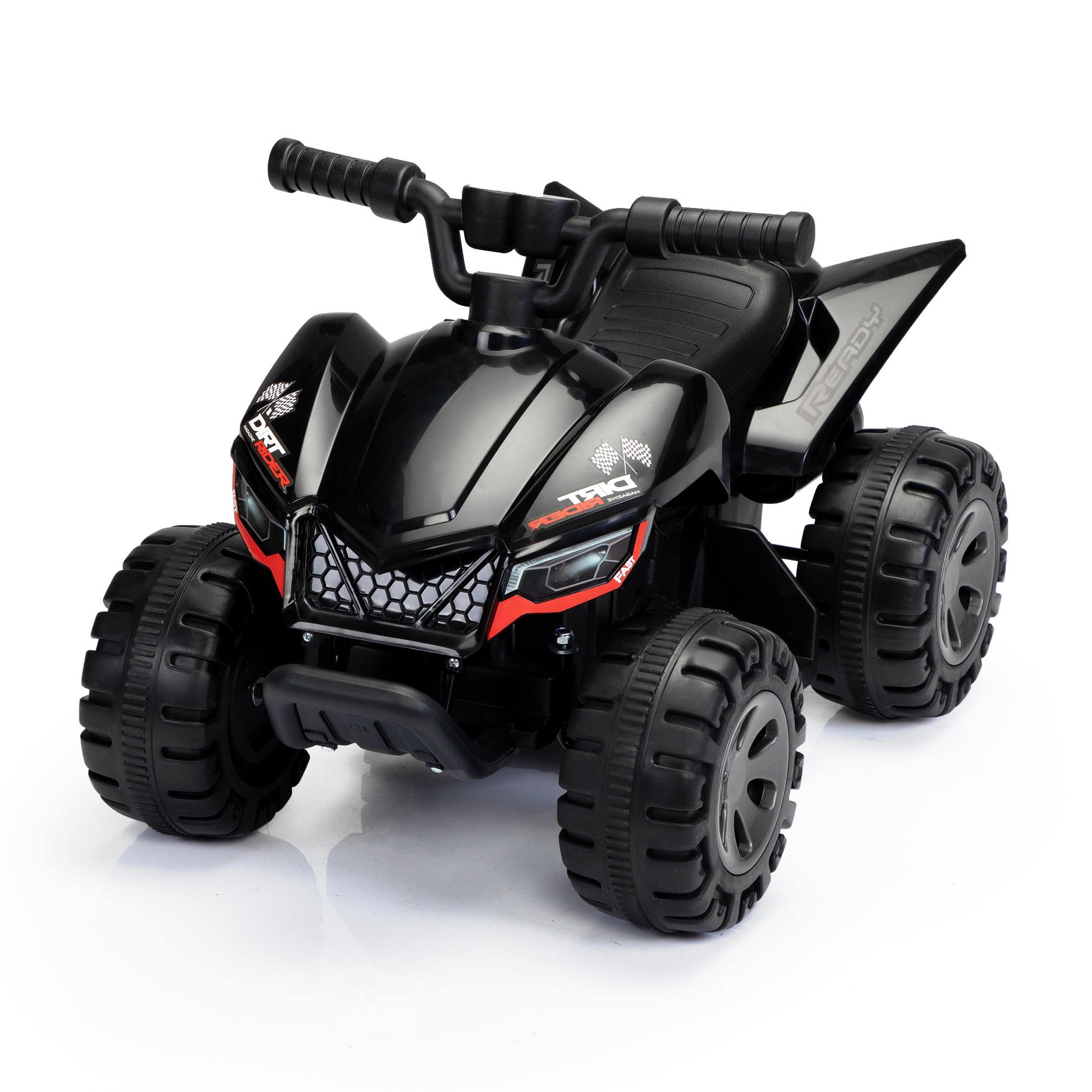 Kids Ride On Atv, 6V Battery Powered Electric Quad Car With Music, Led Lights And Spray Device, 4 Wheeled Ride On Toy For Toddlers Age 3 5, Black Black Polypropylene