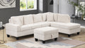 Cozy Modern Style Recliner Sectional Sofa Made With Wood In Cream Cream Velvet Wood Primary Living Space Soft Contemporary,Modern L Shaped Solid Wood Mdf Wood 6 Seat