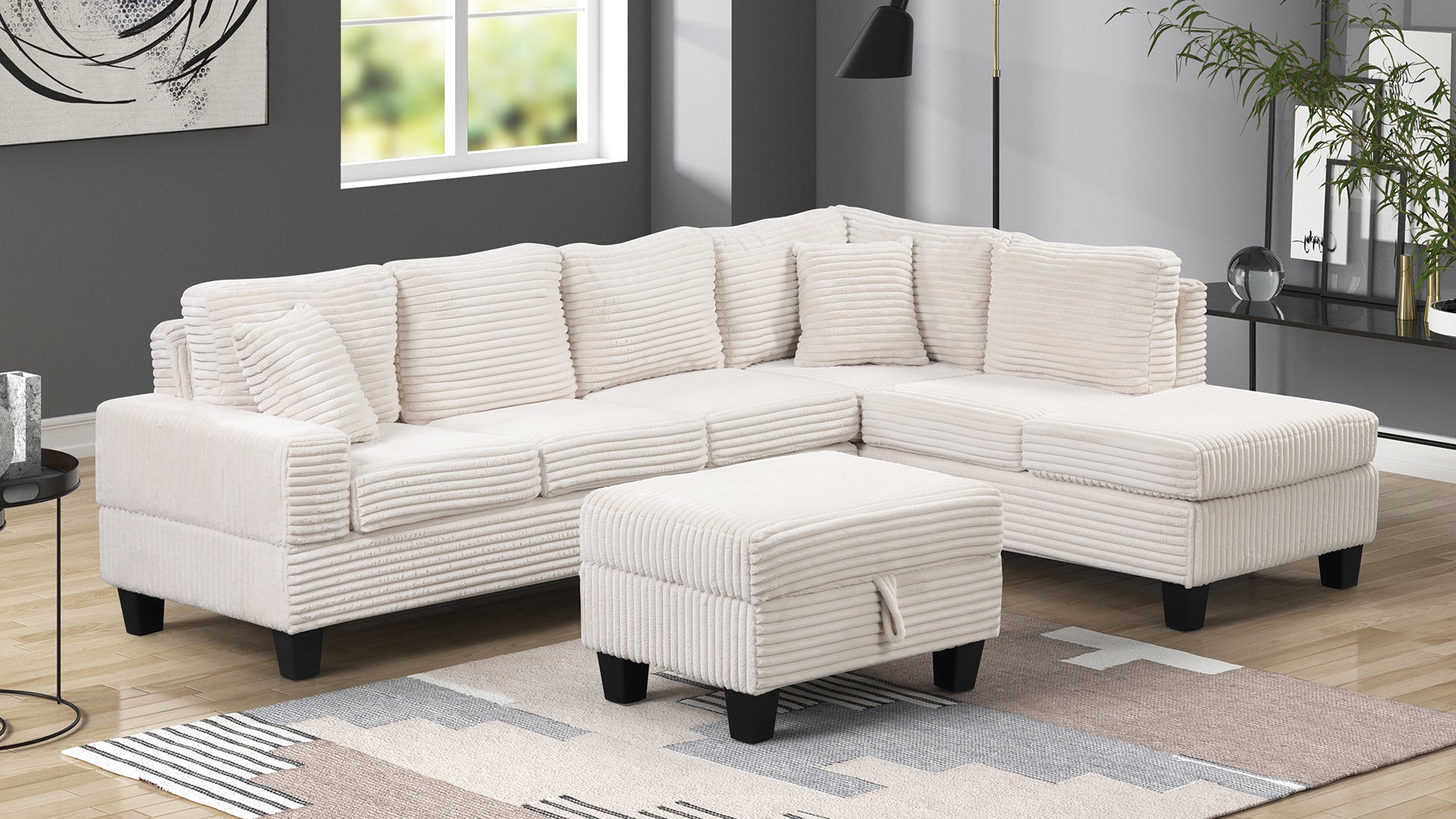 Cozy Modern Style Recliner Sectional Sofa Made With Wood In Cream Cream Velvet Wood Primary Living Space Soft Contemporary,Modern L Shaped Solid Wood Mdf Wood 6 Seat