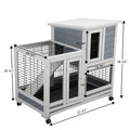 Wooden Rabbit Hutch, Outdoor Pet Bunny House Wooden Cage With Ventilation Gridding Fence, Openable Door, Cleaning Tray, Gray Gray Wood