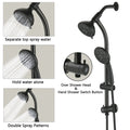 Drill Free Stainless Steel Slide Bar Combo Rain Showerhead 7 Setting Hand, Dual Shower Head Spa System Matte Black Abs