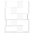 White And Chrome 5 Tier Geometric Bookcase 5 White Geometric Horizontal Office Open Back Wood Contemporary,Modern Wood