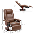 Faux Leather Manual Recliner, Adjustable Swivel Lounge Chair With Footrest, Armrest And Wrapped Wood Base For Living Room, Brown Brown Pu Leather