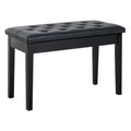 Piano Bench, Duet Piano Chair With Faux Leather Padded Cushion And Wooden Frame, Button Tufted Keyboard Bench, Black Black Faux Leather